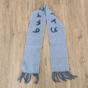 NWT Burberry Blue Wool Scarf with Fringe